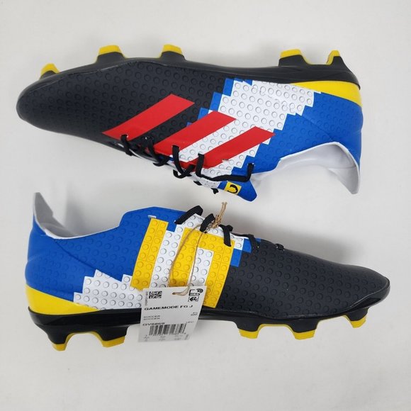 Adidas Soccer Cleats Youth Mens 4 Blue Red Gamemode Lego Spell Out Logo Shoes - Picture 4 of 7